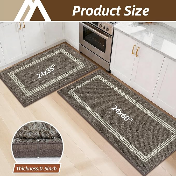 COSY HOMEER Kitchen Rugs Sets 2PCS, Non-Slip Washable Kitchen Mats - Image 2