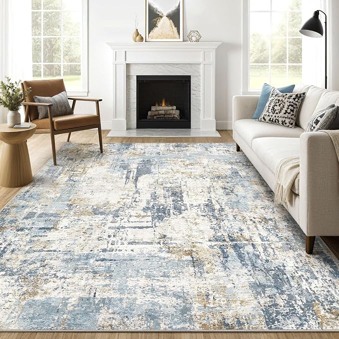 7x10 Area Rugs Washable Rug: Living Room Large Abstract Modern Soft Stain by LOONGRUG