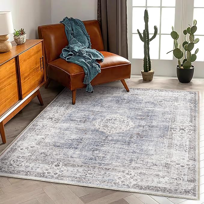 CHAMPLANT Washable Area Rug 3'x5' Vintage Traditional Floor Cover Foldable Thin by CHAMPLANT