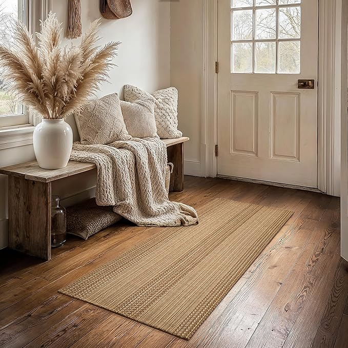 MatEssenz 2x5 Cotton Blend Runner Rug, Machine Washable Boho Woven Hallway Rug by MatEssenz