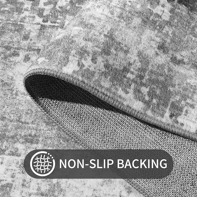 Ompaa 2x6 Rug Runners for Hallways Kitchen Runner Rug Non Slip Washable Grey - Image 6
