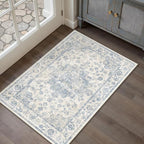 Neutral Kitchen Rug Set of 3 Washable Blue Vintage Kitchen Mats - Image 3