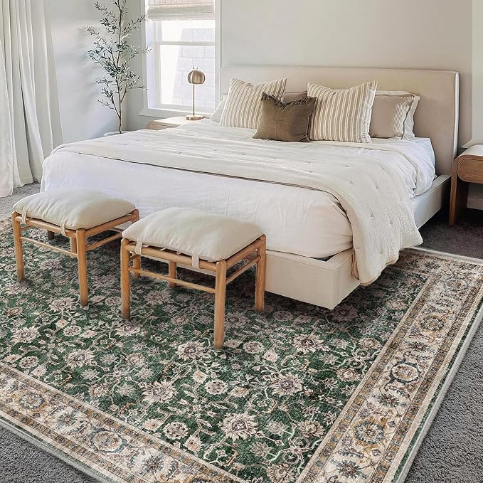 CHAMPLANT Washable Area Rug 4'x6' Vintage Traditional Floor Cover Foldable Thin - Image 2