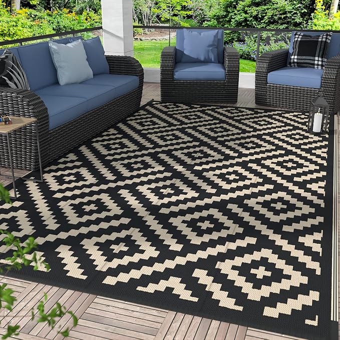 GENIMO 5'x8' Outdoor Rug Waterproof, Reversible Mats, Area Rug, Plastic Outside by GENIMO
