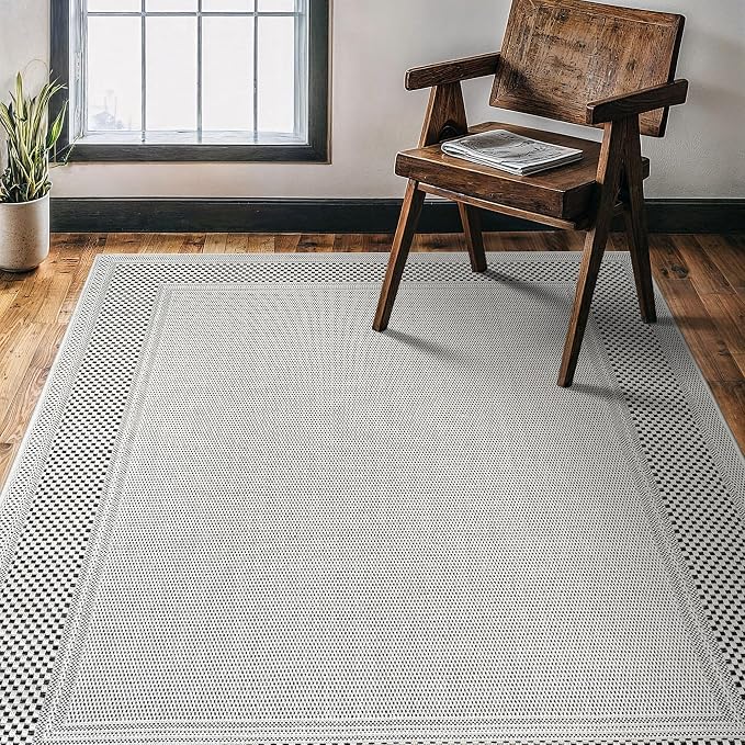 CAMILSON Easy Jute Rug 4x6, Indoor Outdoor Off-White Color Fiber Area Rugs - Image 4