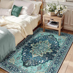RELEANY Area Rugs 3'x5' Washable Non-Slip, Floral Vintage Distress Medallion by RELEANY