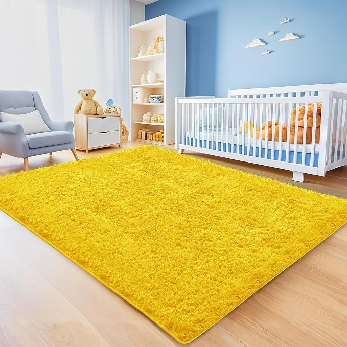 6x9 Yellow Area Rugs for Living Room, Large Fluffy Shag Rug for Bedroom Nursery - Image 4