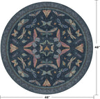 Vintage Dark Blue 4ft Round Area Rug, Washable Soft Circle Rug - Image 2