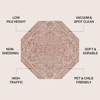 JONATHAN Y Boho Medallion Indoor Outdoor Octagon Area Rug 5 Ft Red/Taupe - Image 2