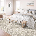 8x10 Washable Neutral Area Rug Taupe Vintage Living Room Bedroom Carpet - Image 4