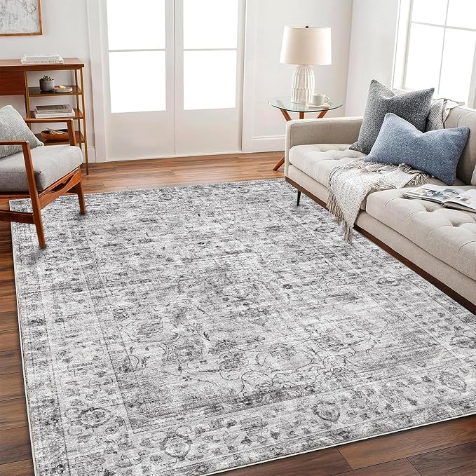 CHAMPLANT Washable Area Rug 9'x12' Retro Boho Design Non-Shedding Easy Care - Image 2