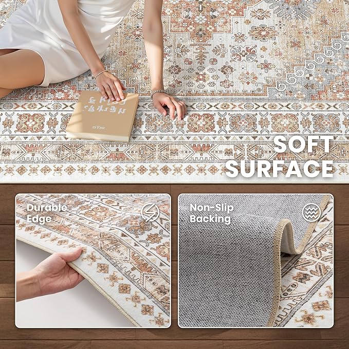 zesthome 7x9 Area Rug, Super Soft Washable Rugs - Image 6
