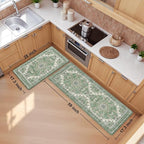 Boho Kitchen Mats for Floor 2 Piece Set Anti Fatigue Cushioned PVC Kitchen Rugs - Image 2