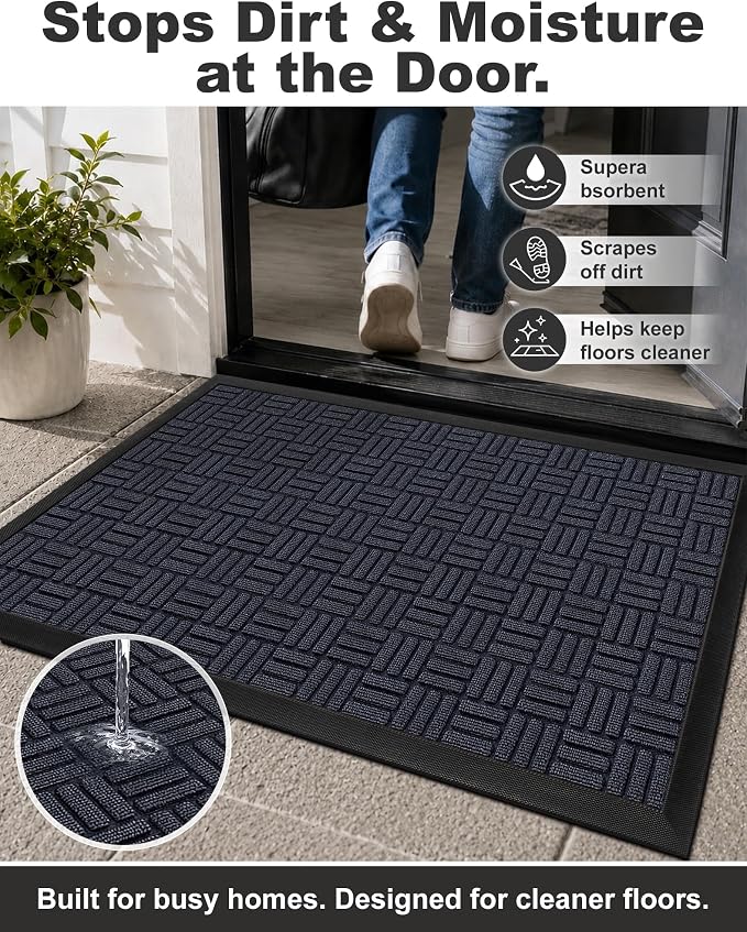 Mibao Front Door Mat Outdoor Entrance, Waterproof Dirt Trapper Doormat - Image 4
