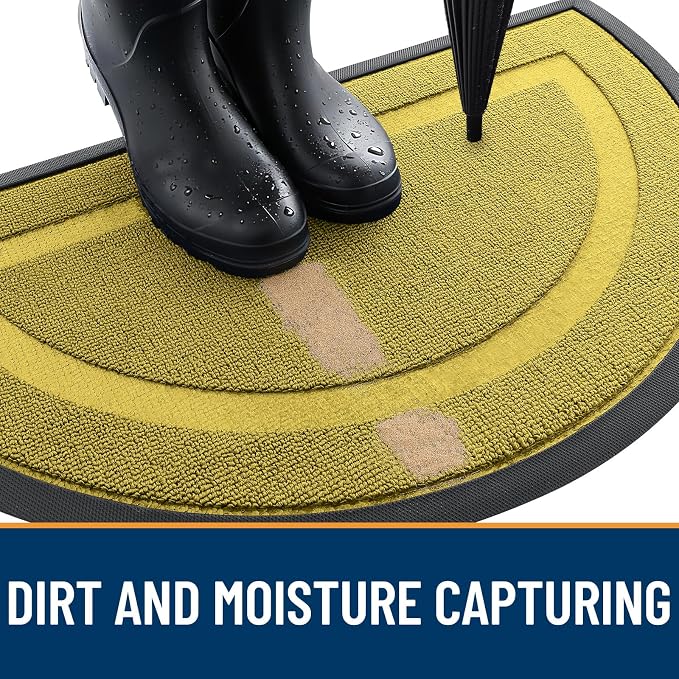 OLANLY Half Circle Door Mat Indoor Outdoor Entrance Welcome, Waterproof - Image 4