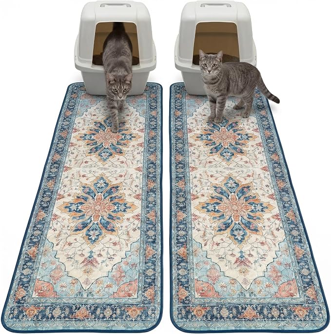 Hompet Cat Litter Mat 2 Pack, 20x60 Large Machine Washable Trapping Mats by Hompet