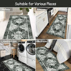 Moynesa Washable Black and White Runner Rug - Image 7