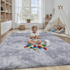Area Rug for Living Room Bedroom: 6x9 Light Grey Soft Fluffy Shag Upgrade - Image 4