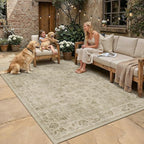 6x9 Easy Jute Neutral Area Rug Beige Vintage Indoor Outdoor Carpet Non-Slip by WondRg