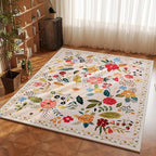 Rugcomf Area Rug 4x6 Rug Washable Boho Rugs Non Slip Low Pile Floral Small - Image 2
