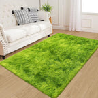Tie Dyed Grass Green Rug 3x5 ft, Soft Plush Furry Shag Area Rugs Fluffy Fuzzy - Image 2