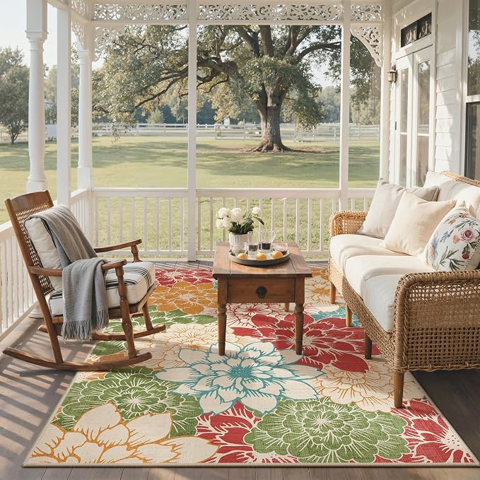GENIMO Indoor Outdoor Area Rug 9'x12', Machine Washable Rugs - Image 6