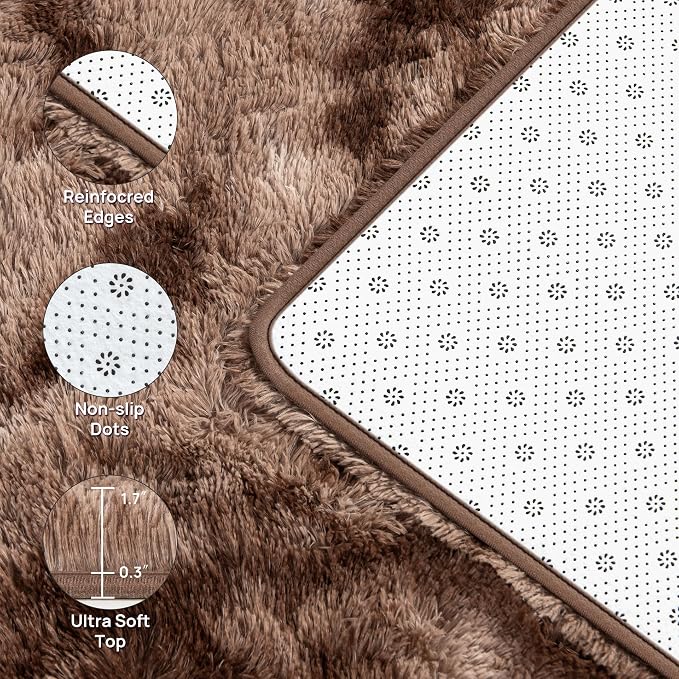 Deerhoo Large Shag Area Rugs 9 x 12, Tie-Dyed Plush Fuzzy Rugs - Image 4