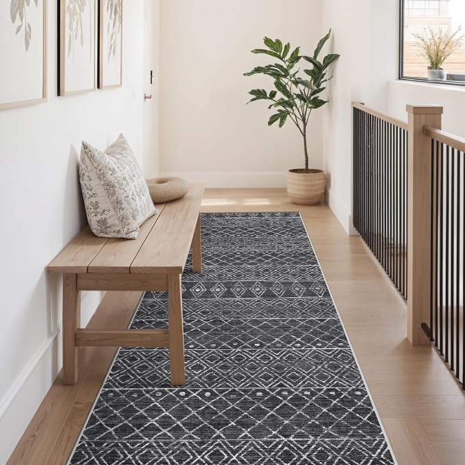 Moroccan 2'6"x8' Hallway Runner Rug: Washable Non Slip Soft Rugs by BYYVOORugsforYourHome