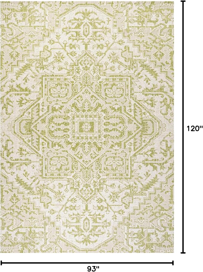 JONATHAN Y Boho Medallion Indoor Outdoor Area Rug 8X10 Cream/Green, Estrella - Image 2