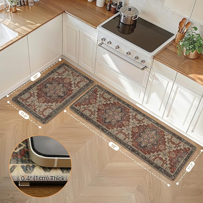 GENIMO Kitchen Mats for Floor 2PCs, Washable Anti Fatigue Mat for Cushioned - Image 2