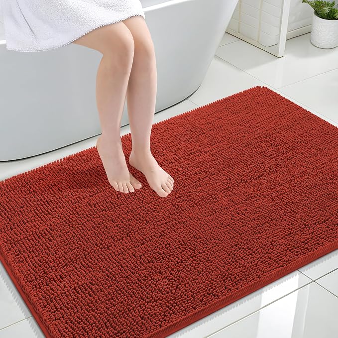 OLANLY Large Bathroom Rugs 44x32, Soft Absorbent Chenille Bath Rugs, Rubber by OLANLY