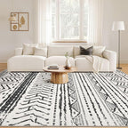 Nakagishi Black Rug Living Room 5X7: Washable Boho Large Neutral Soft Rug - Image 4