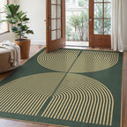 Lahome Enfys Modern Rainbow Easy Jute Indoor Outdoor Rugs, 5x7 Dark Green Rug - Image 2