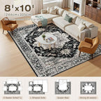 8x10 Area Rugs Living Room: Washable Vintage Rug Large Non-Slip Stain Resistant - Image 4