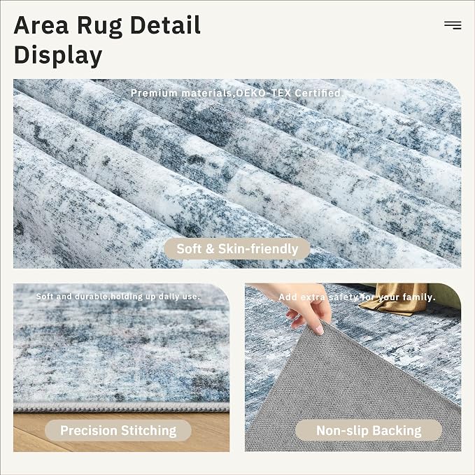 Soalmost Abstract Rug 8x10 Large Living Room Rugs Neutral Modern Washable Area - Image 6
