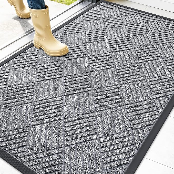 OLANLY Front Door Mat Outside Entrance 47x32, Heavy Duty Sturdy Natural Rubber by OLANLY