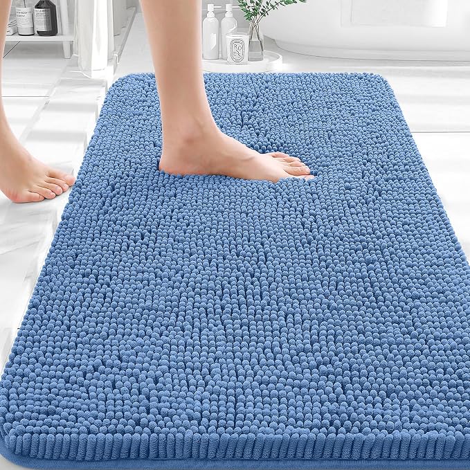 OLANLY Bathroom Rugs 35x24, Extra Soft Absorbent Chenille Bath Rugs, Rubber by OLANLY