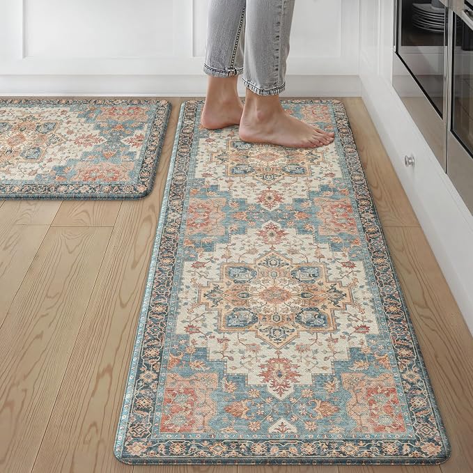 GENIMO Kitchen Mats for Floor 2PCs, Washable Anti Fatigue Mat for Cushioned by GENIMO