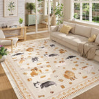 DUKINO 6x9 Rug for Living Room, Lightweight Animal Dog Print Washable Area Rug - Image 6