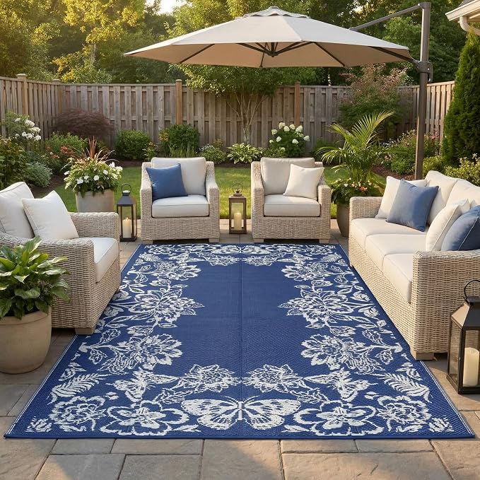 Garvee 5’x8’ Waterproof Patio Outdoor Rug, Outdoor Plastic Straw Rug - Image 2