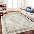 CHAMPLANT Area Rug 6'x9' Washable Vintage Floral Khaki Traditional Floor Cover by CHAMPLANT