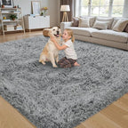 4x6 Area Rug for Living Room:Ultra Soft Fluffy Shag Light Grey Rugs, Large - Image 3