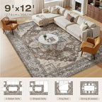 9x12 Area Rugs Living Room: Washable Vintage Rug Large Non-Slip Stain Resistant - Image 7