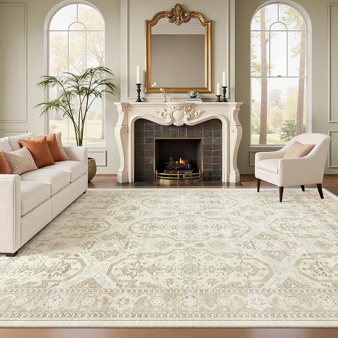 Soalmost 7x10 Area Rug for Living Room Washable Abstract Vintage Soft Thin by Soalmost
