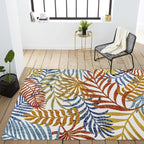 JONATHAN Y Tropics Palm Leaves Indoor Outdoor Area Rug 8X10 Cream/Orange - Image 7