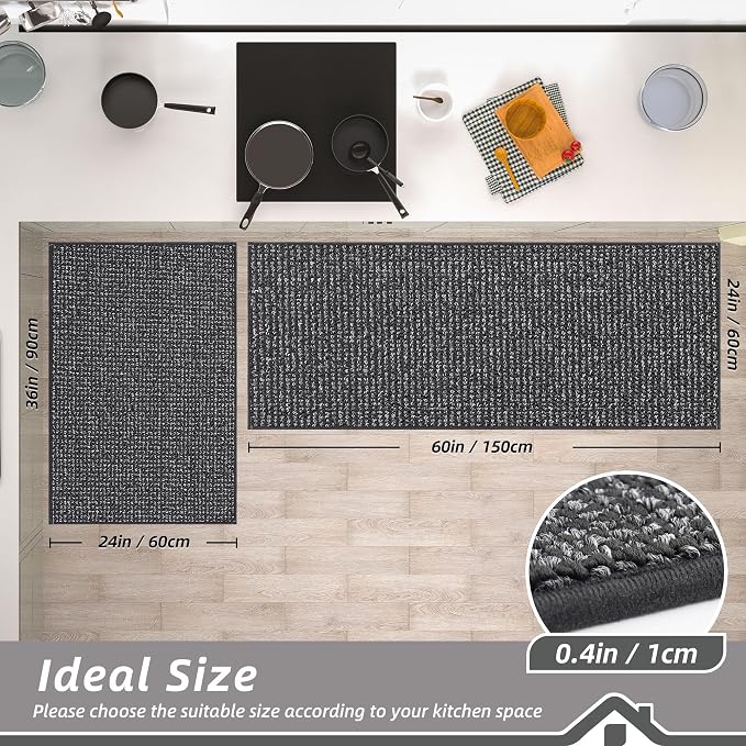 BEQHAUSE Kitchen Rugs and Mats 2PCS, Non-Slip Kitchen Mats - Image 2