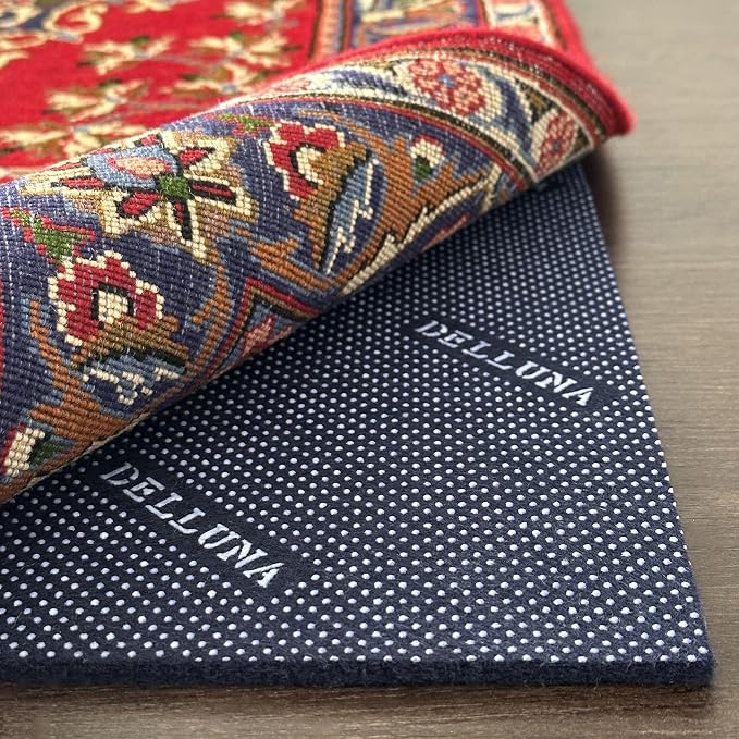 DELLUNA Non-Slip Area Rug Pad 1/4" Thick Double Side Rubber + Felt, Adds by DELLUNA