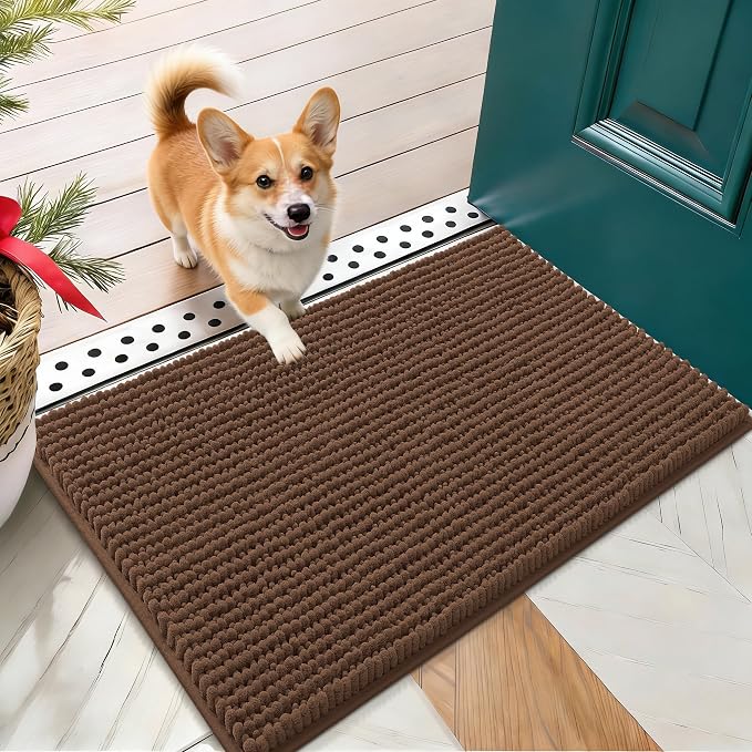 OLANLY Dog Door Mat for Muddy Paws 24x16, Ultra Absorbent Chenille Mud Doormat by OLANLY