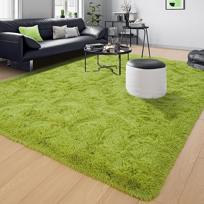 Tepook Fluffy Grass Green Rugs for Living Room Bedroom, 8x10 Soft Area Rug Moss - Image 8