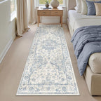 Neutral Kitchen Rug Set of 3 Washable Blue Vintage Kitchen Mats - Image 9